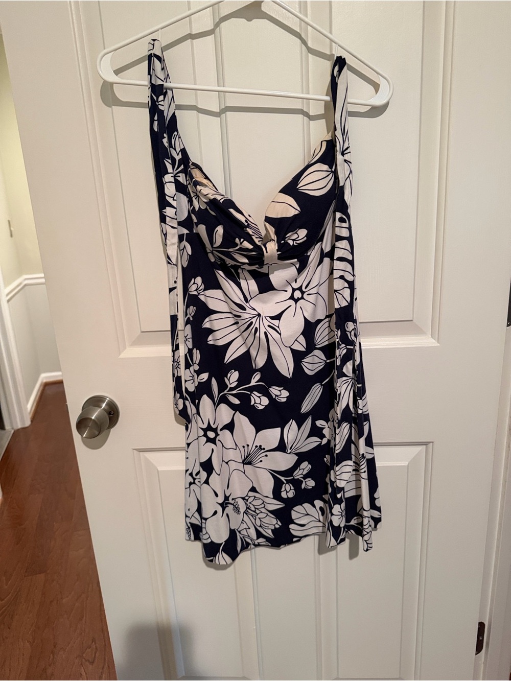 Tommy Bahama Navy and White Floral Backless Dress